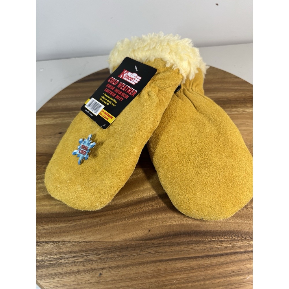 KINCO Lined Suede Deerskin Mitt Medium Sherpa Leather Winter Utility 1929PL